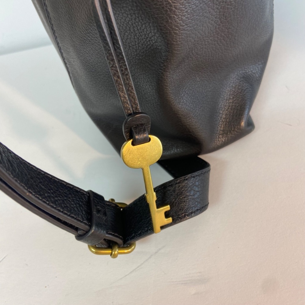 Fossil Crossbody Hobo Messenger Bag - Black Leather - Picture 8 of 14